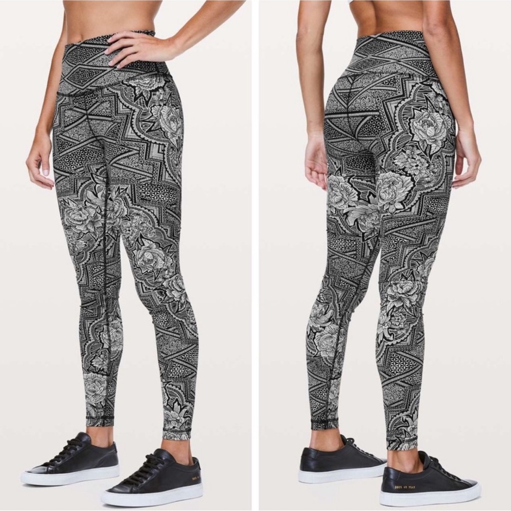 Lululemon Wunder Under Hi-Rise Leggings 28” in Inked Ice Grey Black Size 4